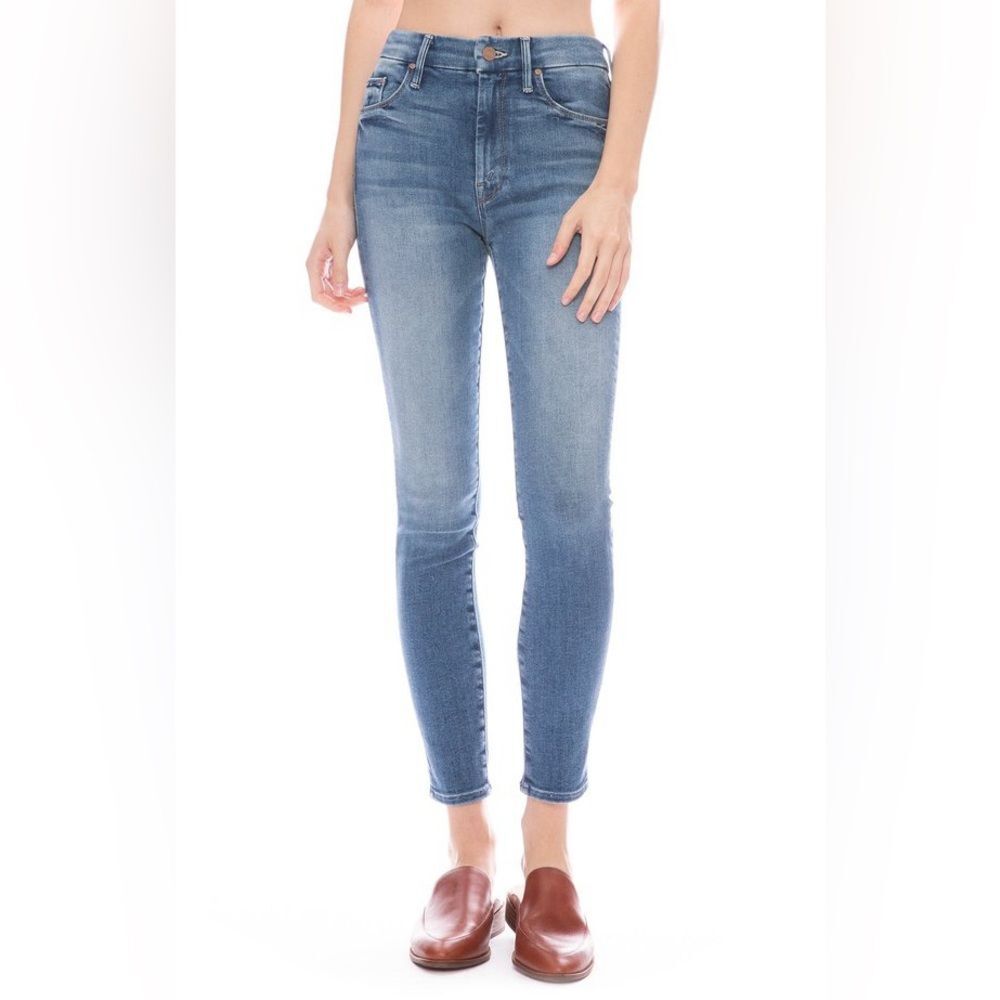 MOTHER DENIM HIGH WAISTED THE LOOKER ANKLE FRAY JEAN HOP ON HOP OFF WASH SIZE 27